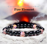 Fire Element Bracelet•Red Aura Quartz•Black Onyx•Minimalist (6mm)• Custom Size•Stretch Natural Gemstone Crystal Energy Bead Bracelet