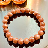 Goldstone Sandstone Gold Orange Custom Size Round Smooth Stretch (8mm) Natural Gemstone Crystal Energy Bracelet
