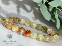 Sunstone - Arusha Sunstone Green Red Custom Size Round Smooth Stretch (8mm) Natural Gemstone Crystal Energy Bead Bracelet