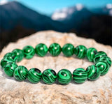 Malachite Custom Size Round Smooth Stretch (10mm) Natural Gemstone Crystal Energy Bead Bracelet