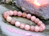 Opal - Pink Peruvian Opal•Custom Size Round Smooth Stretch (8mm) Natural Gemstone Crystal Energy Bead Bracelet