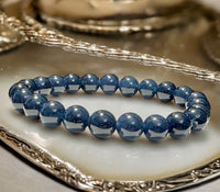 Sapphire Deep Blue Round Smooth Stretch (8mm) Natural Gemstone Crystal Energy Bead Bracelet