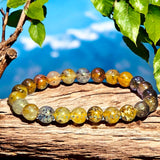 Quartz - Biotite Mica Golden Quartz Custom Size (8mm) Round Smooth Stretch Natural Gemstone Crystal Energy Bead Bracelet