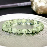 Prehnite Custom Size Round Smooth Stretch (8mm) Natural Gemstone Crystal Energy Bead Bracelet