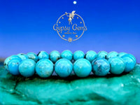 Turquoise - Blue Natural Turquoise, Custom Size, Round Stretch (8mm) Natural Gemstone Crystal Energy Bead Bracelet