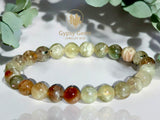 Sunstone - Arusha Sunstone Green Red Custom Size Round Smooth Stretch (8mm) Natural Gemstone Crystal Energy Bead Bracelet