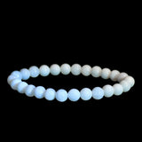 Moonstone - White - Snow White High Sheen Moonstone Custom Size Round Smooth Stretch (8mm) Natural Gemstone Crystal Energy Bead Bracelet