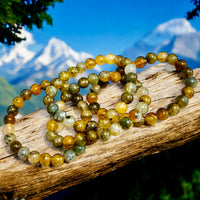 Quartz - Biotite Mica Golden Quartz Custom Size (8mm) Round Smooth Stretch Natural Gemstone Crystal Energy Bead Bracelet