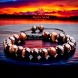 Tiger’s Eye - Red Braided Macrame Adjustable Sliding Knot Round Smooth (8mm) Natural Gemstone Crystal Energy Bead Bracelet