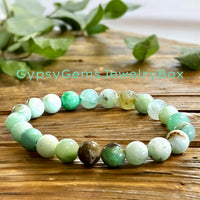 Chrysoprase Green Round Smooth Stretch (8mm) Natural Gemstone Crystal Energy Bead Bracelet