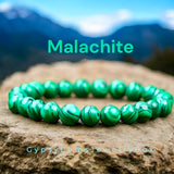 Malachite Custom Size Round Smooth Stretch (8mm) Natural Gemstone Crystal Energy Bead Bracelet