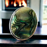 Abalone Shell Natural Gemstone .925 Sterling Silver Ring (Size 7.75)