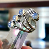 Opalite Sri Lanka Moonstone Natural Gemstone .925 Sterling Silver Ring (Size: 7: Adjustable)