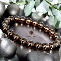 Smokey Quartz Custom Size Round Smooth Stretch (8mm) Natural Gemstone Crystal Energy Bead Bracelet