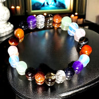 Intention -  Workplace Zen Space - Aventurine, Smokey Quartz, Clear Quartz, Carnelian, Amethyst, Tiger Eye, and Blue Gold Stone, Rose Quartz - Round Smooth - Choice of  Copper/Silver/Gold/Stretch (Natural Gemstone Crystal Energy Bead Bracelet