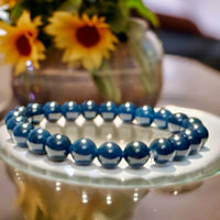 Sapphire Deep Blue Round Smooth Stretch (8mm) Natural Gemstone Crystal Energy Bead Bracelet