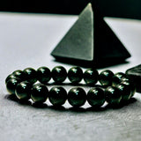 Shungite Custom Size Round Smooth Stretch (10mm) Natural Gemstone Crystal Energy Bead Bracelet