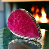 Ruby Natural Gemstone .925 Sterling Silver Point Statement Ring (Size 9)