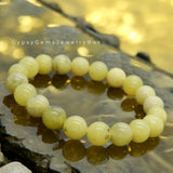 Jade - Jadeite Lemon Yellow Custom Size Round Smooth Stretch (8mm) Natural Gemstone Crystal Energy Bead Bracelet