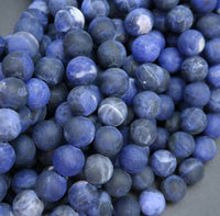 Sodalite (Dark Blue) Matte Rustic Custom Size Round Stretch (8mm) Natural Gemstone Crystal Energy Bead Bracelet