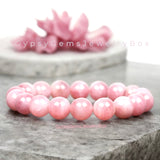 Quartz - Rose Pink Madagascar Custom Size Smooth Round Stretch (10mm Grande) Natural Gemstone Crystal Energy Bead Bracelet