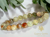 Sunstone - Arusha Sunstone Green Red Custom Size Round Smooth Stretch (8mm) Natural Gemstone Crystal Energy Bead Bracelet