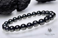 Shungite Genuine Round Smooth Stretch (8mm) Natural Gemstone Crystal Energy Bead Bracelet