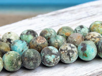 Jasper - African Turquoise Green Jasper Custom Size Frost Matte Rustic Round Stretch (8mm) Natural Gemstone Crystal Energy Bead Bracelet