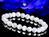 Selenite Genuine White Satin Spar Custom Size Round Smooth Stretch (8mm) Natural Gemstone Crystal Energy Bead Bracelet