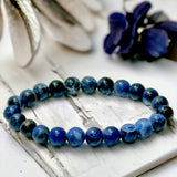 Sodalite Custom Size Dark Blue Round Smooth Stretch (8mm) Natural Gemstone Crystal Energy Bead Bracelet