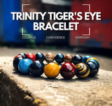 Tiger’s Eye - Red-Blue-Yellow Trinity Multi Color Custom Size Round Smooth Stretch (10mm Grande or 8mm Regular size beads) Natural Gemstone Crystal Energy Bead Bracelet