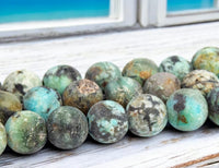 Jasper - African Turquoise Green Jasper Custom Size Frost Matte Rustic Round Stretch (8mm) Natural Gemstone Crystal Energy Bead Bracelet