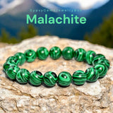 Malachite Custom Size Round Smooth Stretch (10mm) Natural Gemstone Crystal Energy Bead Bracelet