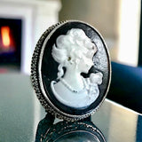 Cameo .925 Sterling Silver Statement Ring (Size 8)