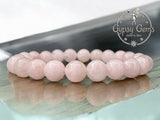 Quartz - Rose Quartz ‘Pink Blush’ Custom Size Round Smooth Stretch (8mm) Natural Gemstone Crystal Energy Bead Bracelet