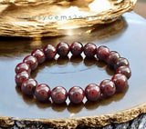 Garnet - Almandine Red Custom Size Round Smooth Stretch (10mm) Natural Gemstone Crystal Energy Bead Bracelet