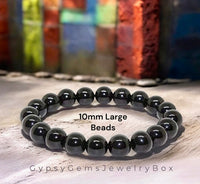 Onyx - Black Onyx Custom Size Round Smooth Stretch (10mm) Grande Large Beads Natural Gemstone Crystal Energy Bead Bracelet