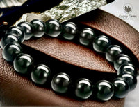 Shungite Custom Size Round Smooth Stretch (10mm) Natural Gemstone Crystal Energy Bead Bracelet