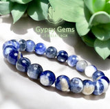 Sodalite Blue and White Round Smooth Stretch (10mm Grande Large) Natural Gemstone Crystal Energy Bead Bracelet