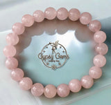 Quartz - Rose Quartz ‘Pink Blush’ Custom Size Round Smooth Stretch (8mm) Natural Gemstone Crystal Energy Bead Bracelet