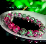 Ruby - Zoisite (Anyolite) Faceted Custom Size Diamond Cut Stretch (8mm) Natural Gemstone Crystal Energy Bracelet