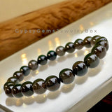 Obsidian - Ice Obsidian•Smokey Brown Obsidian•Back Lace Obsidian•Custom Size•Round Smooth Stretch (8mm) Natural Gemstone Crystal Energy Bead Bracelet