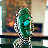 Malachite Turquoise Copper Orgone Natural Gemstone .925 Sterling Silver Ring (Size 9)