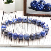 Sodalite Custom Size New Blue Round Smooth Stretch (8mm) Natural Gemstone Crystal Energy Bead Bracelet