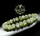 Prehnite Custom Size Round Smooth Stretch (8mm) Natural Gemstone Crystal Energy Bead Bracelet