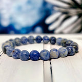 Sodalite Custom Size New Blue Round Smooth Stretch (8mm) Natural Gemstone Crystal Energy Bead Bracelet