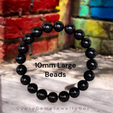 Onyx - Black Onyx Custom Size Round Smooth Stretch (10mm) Grande Large Beads Natural Gemstone Crystal Energy Bead Bracelet