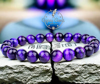 Tiger’s Eye - Purple Tiger’s Eye Custom Size Round Smooth Stretch (8mm) Natural Gemstone Crystal Energy Bead Bracelet