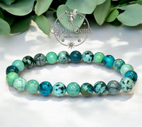 Turquoise - Green Skin Howlite Custom Size Round Smooth Stretch (8mm) Natural Gemstone Crystal Energy Bead Bracelet