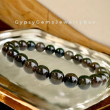 Obsidian - Ice Obsidian•Smokey Brown Obsidian•Back Lace Obsidian•Custom Size•Round Smooth Stretch (8mm) Natural Gemstone Crystal Energy Bead Bracelet